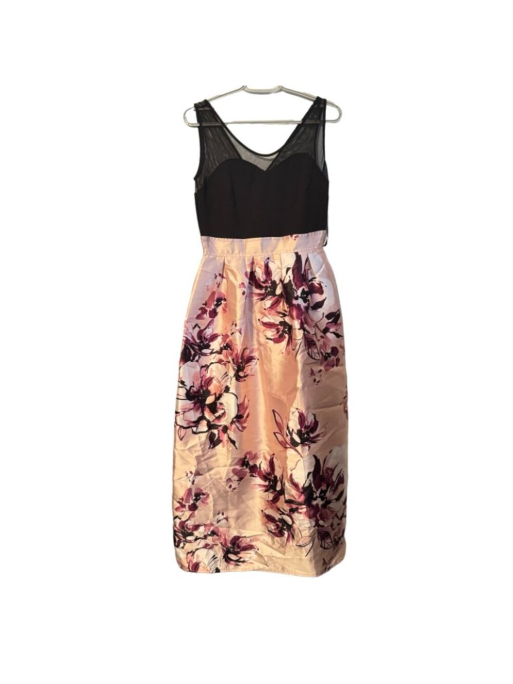 Alexa B Nites Floral Satin Midi Dress Black & Pink Size 8 women dress. NWT - Picture 2 of 12